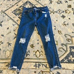 Monkey Ride Vintage Distressed Skinny Jeans Button Fly 15/32